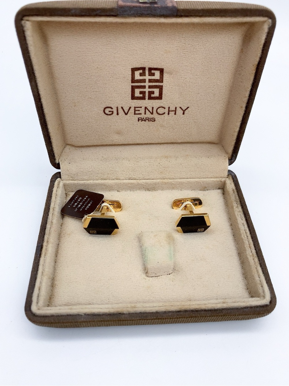 Vintage Givenchy 4G Logo Gold-tone Hexagonal Cufflinks